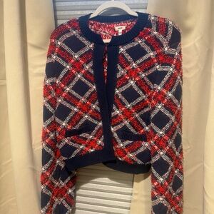 Aerie Red and Navy Knit Sweater